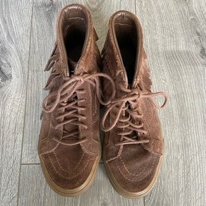 Vans brown suede sk8 hi moccasin style shoes